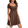 image:imageLYANER Womens Sweetheart Neck Elegant Mini DressBrown