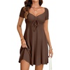 image:imageLYANER Womens Sweetheart Neck Elegant Mini DressBrown