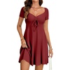 image:imageLYANER Womens Sweetheart Neck Elegant Mini DressLight Wine Red