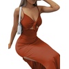 image:imageLYANER Womens Tie Knot Cut Out Sexy Maxi DressCaramel