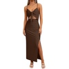 image:imageLYANER Womens Tie Knot Cut Out Sexy Maxi DressDark Brown