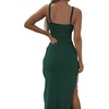 image:imageLYANER Womens Tie Knot Cut Out Sexy Maxi DressDark Green