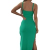 image:imageLYANER Womens Tie Knot Cut Out Sexy Maxi DressGrass Green