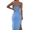 image:imageLYANER Womens Tie Knot Cut Out Sexy Maxi DressGrey Blue
