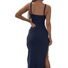 image:imageLYANER Womens Tie Knot Cut Out Sexy Maxi DressNavy Blue