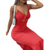 image:imageLYANER Womens Tie Knot Cut Out Sexy Maxi DressSolid Red