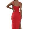 image:imageLYANER Womens Tie Knot Cut Out Sexy Maxi DressSolid Red