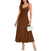 image:imageLYANER Womens V Neck Casual Maxi DressDark Brown