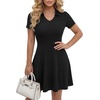 image:imageLYANER Womens V Neck Casual Mini DressBlack