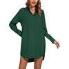 image:imageLYANER Womens V Neck Dressy Shirt DressDark Green