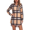 image:imageLYANER Womens V Neck Dressy Shirt DressPlaid Khaki