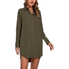 image:imageLYANER Womens V Neck Dressy Shirt DressPure Army Green