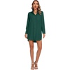 image:imageLYANER Womens V Neck Dressy Shirt DressPure Dark Green