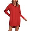 image:imageLYANER Womens V Neck Dressy Shirt DressRed