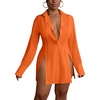 image:imageLYANER Womens Collared Deep V Neck Sexy TopsOrange