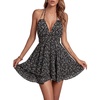 image:imageLYANER Womens Deep V Neck Sexy Mini DressBeige Floral