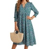 image:imageLYANER Womens Floral Print Smocked Boho DressGreen