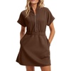 image:imageLYANER Womens Half Zip Casual Mini DressBrown