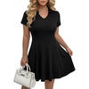 image:imageLYANER Womens V Neck Casual Mini DressBlack