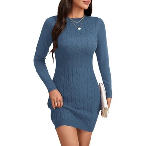 image:imageLYANER Womens Cable Knit Bodycon DressDark Blue