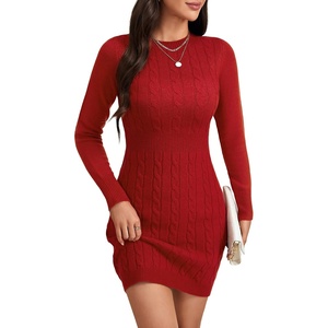 image:imageLYANER Womens Cable Knit Bodycon DressWine Red