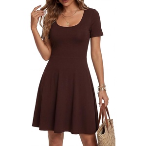 image:imageLYANER Womens Fit and Flare Casual Mini DressBrown