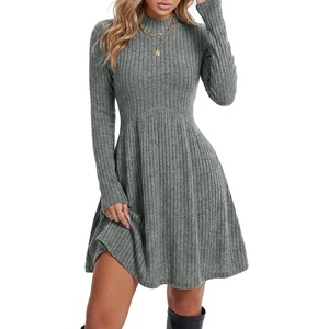 image:imageLYANER Womens Ribbed Knit Casual Mini DressArmy Green