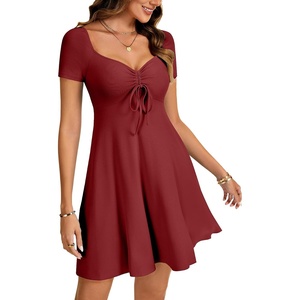 image:imageLYANER Womens Sweetheart Neck Elegant Mini DressLight Wine Red