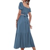 image:imageLYANER Womens 2 Pcs Outfits Wrap Tie Short Sleeve Crop Top Ruffle Maxi Skirt SetBlue