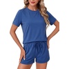 image:imageLYANER Womens 2 Piece Cute Lounge SetSolid Blue