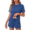 image:imageLYANER Womens 2 Piece Cute Lounge SetSolid Blue