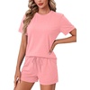 image:imageLYANER Womens 2 Piece Cute Lounge SetSolid Pink