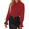 image:imageLYANER Womens Bow Tie Neck Business Work BlouseBurgundy