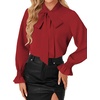 image:imageLYANER Womens Bow Tie Neck Business Work BlouseBurgundy
