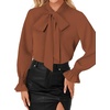 image:imageLYANER Womens Bow Tie Neck Business Work BlouseCaramel