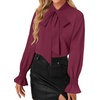 image:imageLYANER Womens Bow Tie Neck Business Work BlouseDeep Purple