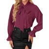 image:imageLYANER Womens Bow Tie Neck Business Work BlouseDeep Purple