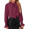 image:imageLYANER Womens Bow Tie Neck Business Work BlouseDeep Purple