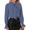 image:imageLYANER Womens Bow Tie Neck Business Work BlouseDusty Blue