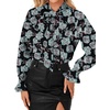 image:imageLYANER Womens Bow Tie Neck Business Work BlouseFloral Black