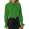 image:imageLYANER Womens Bow Tie Neck Business Work BlouseGrass Green