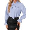 image:imageLYANER Womens Bow Tie Neck Business Work BlouseLight Blue