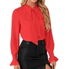 image:imageLYANER Womens Bow Tie Neck Business Work BlouseRed