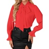 image:imageLYANER Womens Bow Tie Neck Business Work BlouseRed