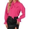 image:imageLYANER Womens Bow Tie Neck Business Work BlouseRose