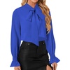 image:imageLYANER Womens Bow Tie Neck Business Work BlouseRoyal Blue
