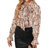 image:imageLYANER Womens Bow Tie Neck Business Work BlouseSnakeskin Brown