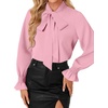 image:imageLYANER Womens Bow Tie Neck Business Work BlouseSolid Pink