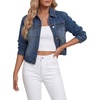 image:imageLYANER Womens Button Down Cardigan Denim JacketBlue