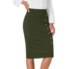 image:imageLYANER Womens Button Stretch Casual Pencil SkirtArmy Green